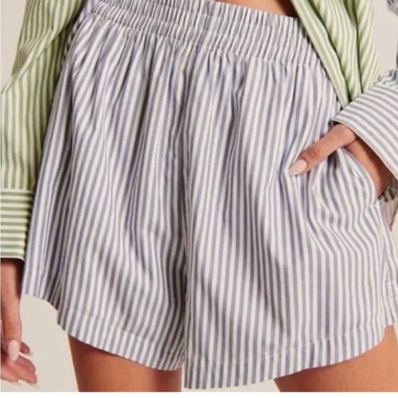 Abercrombie & Fitch Striped Poplin Shorts Linen Size L - Picture 1 of 5